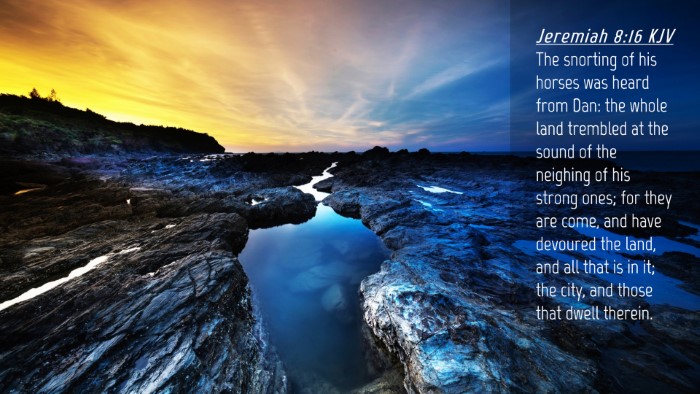 Picture 04 - Jeremiah 8:16 KJV Desktop Wallpaper - The snorting of his horses was heard from Dan: - Desktop Bible Verse Wallpaper