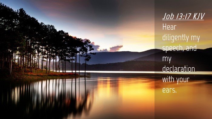 Picture 04 - Job 13:17 KJV Desktop Wallpaper - Hear diligently my speech, and my declaration - Desktop Bible Verse Wallpaper