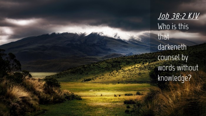 Picture 04 - Job 38:2 KJV Desktop Wallpaper - Who is this that darkeneth counsel by words - Desktop Bible Verse Wallpaper