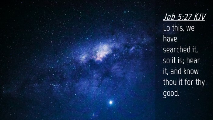 Picture 04 - Job 5:27 KJV Desktop Wallpaper - Lo this, we have searched it, so it is; hear it, - Desktop Bible Verse Wallpaper