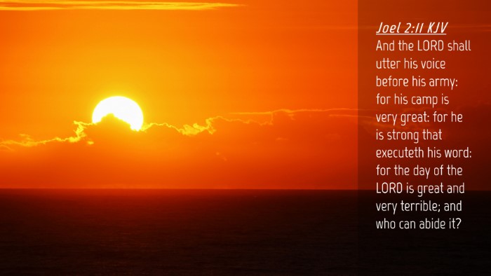 Picture 04 - Joel 2:11 KJV Desktop Wallpaper - And the LORD shall utter his voice before his - Desktop Bible Verse Wallpaper