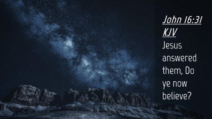 Picture 04 - John 16:31 KJV Desktop Wallpaper - Jesus answered them, Do ye now - Desktop Bible Verse Wallpaper
