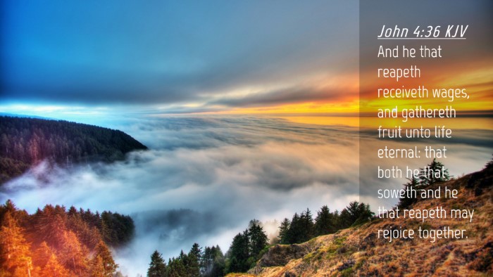 Picture 04 - John 4:36 KJV Desktop Wallpaper - And he that reapeth receiveth wages, and - Desktop Bible Verse Wallpaper