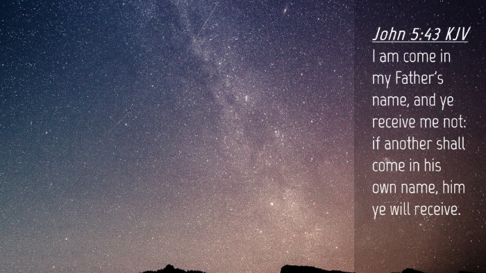 Picture 04 - John 5:43 KJV Desktop Wallpaper - I am come in my Father's name, and ye receive me - Desktop Bible Verse Wallpaper
