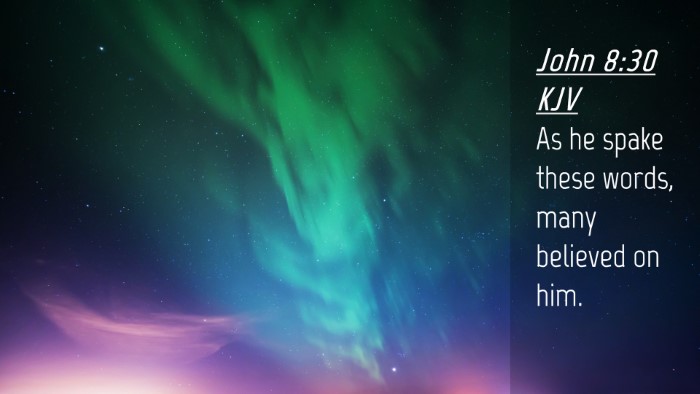 Picture 04 - John 8:30 KJV Desktop Wallpaper - As he spake these words, many believed on - Desktop Bible Verse Wallpaper