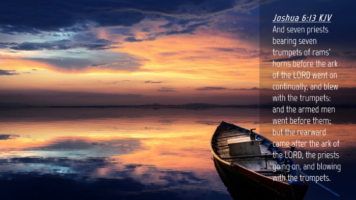 Picture 04 - Joshua 6:13 KJV Desktop Wallpaper - And seven priests bearing seven trumpets of rams' - Desktop Bible Verse Wallpaper