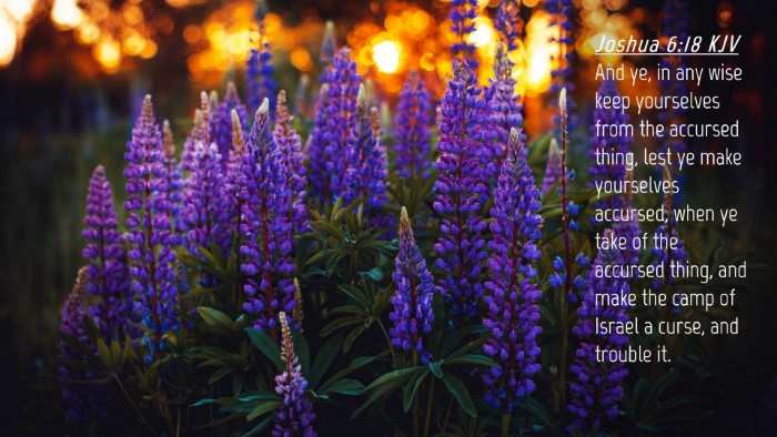 Picture 04 - Joshua 6:18 KJV Desktop Wallpaper - And ye, in any wise keep yourselves from the - Desktop Bible Verse Wallpaper