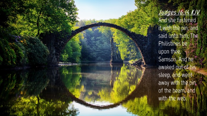 Picture 04 - Judges 16:14 KJV Desktop Wallpaper - And she fastened it with the pin, and said unto - Desktop Bible Verse Wallpaper