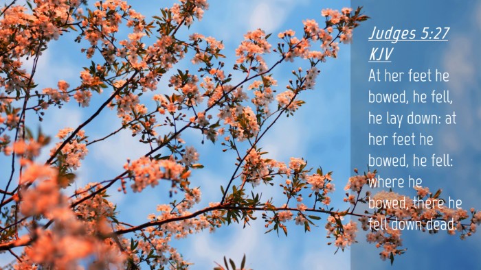 Picture 04 - Judges 5:27 KJV Desktop Wallpaper - At her feet he bowed, he fell, he lay down: at - Desktop Bible Verse Wallpaper