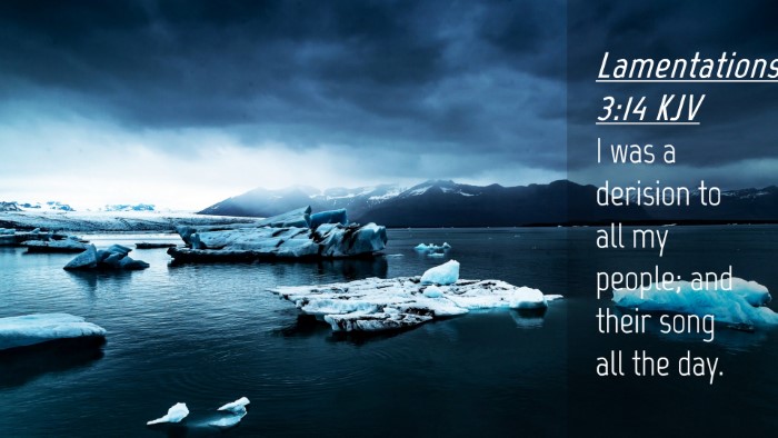 Picture 04 - Lamentations 3:14 KJV Desktop Wallpaper - I was a derision to all my people; and their song - Desktop Bible Verse Wallpaper