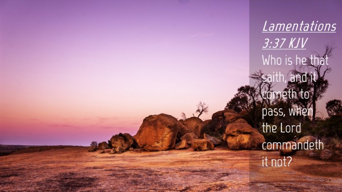 Picture 04 - Lamentations 3:37 KJV Desktop Wallpaper - Who is he that saith, and it cometh to pass, when - Desktop Bible Verse Wallpaper