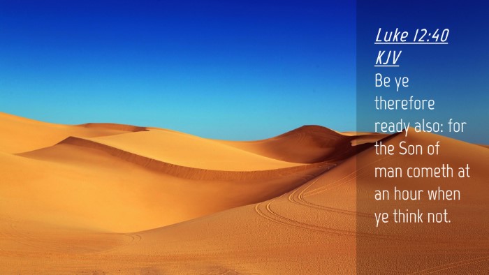 Picture 04 - Luke 12:40 KJV Desktop Wallpaper - Be ye therefore ready also: for the Son of man - Desktop Bible Verse Wallpaper