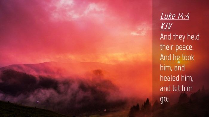 Picture 04 - Luke 14:4 KJV Desktop Wallpaper - And they held their peace. And he took him, and - Desktop Bible Verse Wallpaper
