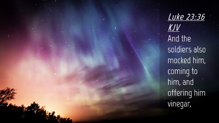 Picture 04 - Luke 23:36 KJV Desktop Wallpaper - And the soldiers also mocked him, coming to him, - Desktop Bible Verse Wallpaper