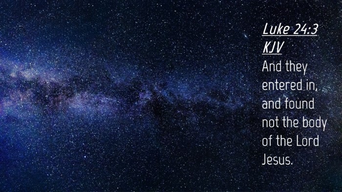 Picture 04 - Luke 24:3 KJV Desktop Wallpaper - And they entered in, and found not the body of - Desktop Bible Verse Wallpaper