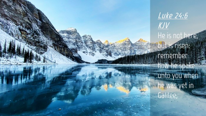 Picture 04 - Luke 24:6 KJV Desktop Wallpaper - He is not here, but is risen: remember how he - Desktop Bible Verse Wallpaper
