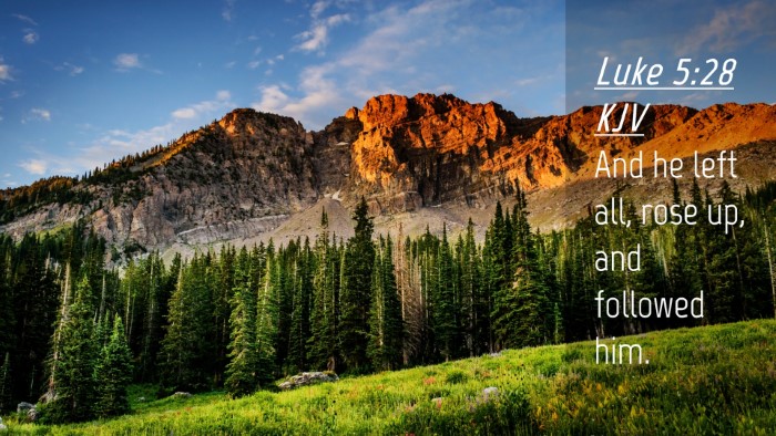 Picture 04 - Luke 5:28 KJV Desktop Wallpaper - And he left all, rose up, and followed - Desktop Bible Verse Wallpaper