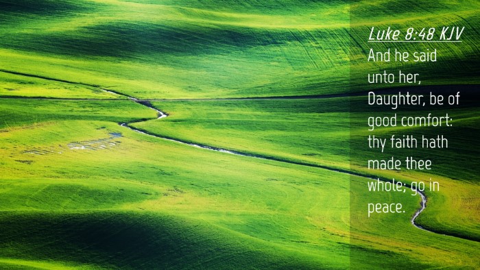 Picture 04 - Luke 8:48 KJV Desktop Wallpaper - And he said unto her, Daughter, be of good - Desktop Bible Verse Wallpaper