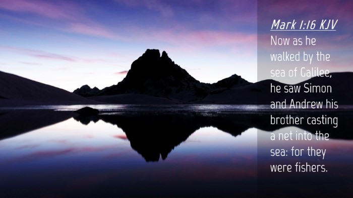 Picture 04 - Mark 1:16 KJV Desktop Wallpaper - Now as he walked by the sea of Galilee, he saw - Desktop Bible Verse Wallpaper