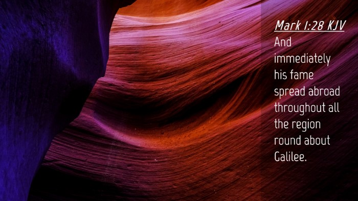 Picture 04 - Mark 1:28 KJV Desktop Wallpaper - And immediately his fame spread abroad throughout - Desktop Bible Verse Wallpaper
