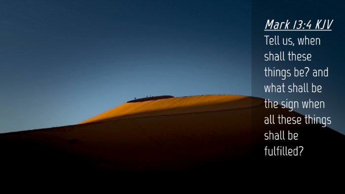 Picture 04 - Mark 13:4 KJV Desktop Wallpaper - Tell us, when shall these things be? and what - Desktop Bible Verse Wallpaper