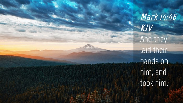 Picture 04 - Mark 14:46 KJV Desktop Wallpaper - And they laid their hands on him, and took - Desktop Bible Verse Wallpaper