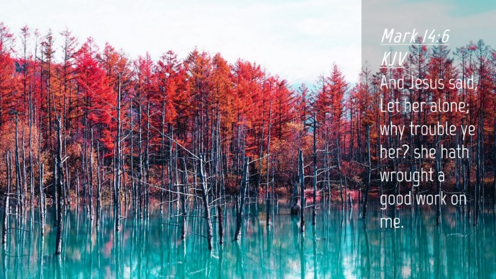 Picture 04 - Mark 14:6 KJV Desktop Wallpaper - And Jesus said, Let her alone; why trouble ye - Desktop Bible Verse Wallpaper