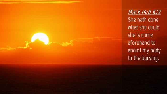 Picture 04 - Mark 14:8 KJV Desktop Wallpaper - She hath done what she could: she is come - Desktop Bible Verse Wallpaper