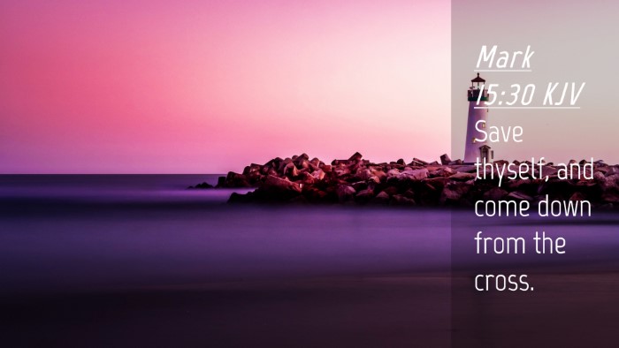 Picture 04 - Mark 15:30 KJV Desktop Wallpaper - Save thyself, and come down from the - Desktop Bible Verse Wallpaper