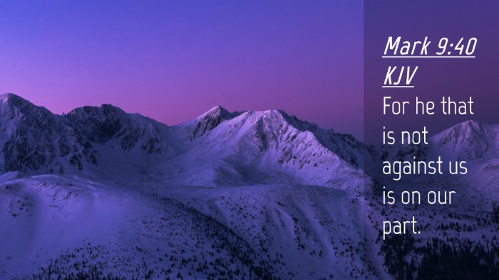 Picture 04 - Mark 9:40 KJV Desktop Wallpaper - For he that is not against us is on our - Desktop Bible Verse Wallpaper