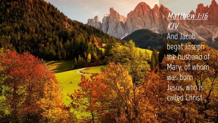 Picture 04 - Matthew 1:16 KJV Desktop Wallpaper - And Jacob begat Joseph the husband of Mary, of - Desktop Bible Verse Wallpaper