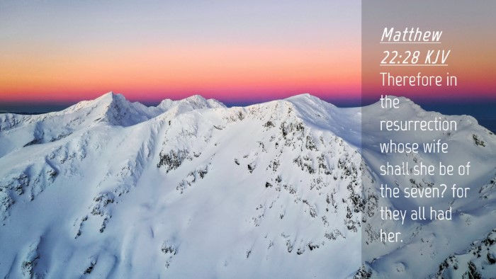 Picture 04 - Matthew 22:28 KJV Desktop Wallpaper - Therefore in the resurrection whose wife shall - Desktop Bible Verse Wallpaper