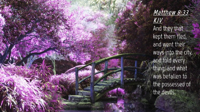 Picture 04 - Matthew 8:33 KJV Desktop Wallpaper - And they that kept them fled, and went their ways - Desktop Bible Verse Wallpaper