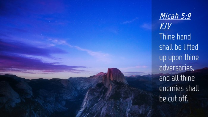 Picture 04 - Micah 5:9 KJV Desktop Wallpaper - Thine hand shall be lifted up upon thine - Desktop Bible Verse Wallpaper