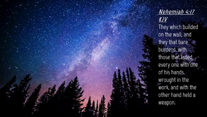 Picture 04 - Nehemiah 4:17 KJV Desktop Wallpaper - They which builded on the wall, and they that - Desktop Bible Verse Wallpaper