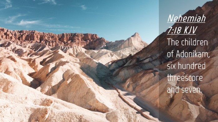 Picture 04 - Nehemiah 7:18 KJV Desktop Wallpaper - The children of Adonikam, six hundred threescore - Desktop Bible Verse Wallpaper