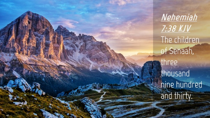 Picture 04 - Nehemiah 7:38 KJV Desktop Wallpaper - The children of Senaah, three thousand nine - Desktop Bible Verse Wallpaper