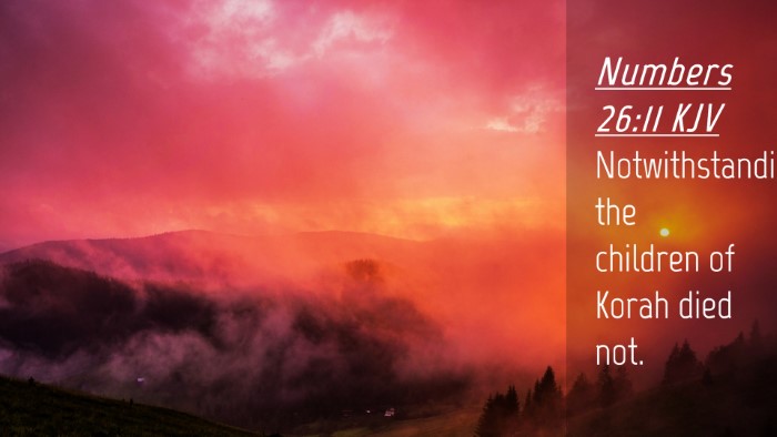 Picture 04 - Numbers 26:11 KJV Desktop Wallpaper - Notwithstanding the children of Korah died - Desktop Bible Verse Wallpaper