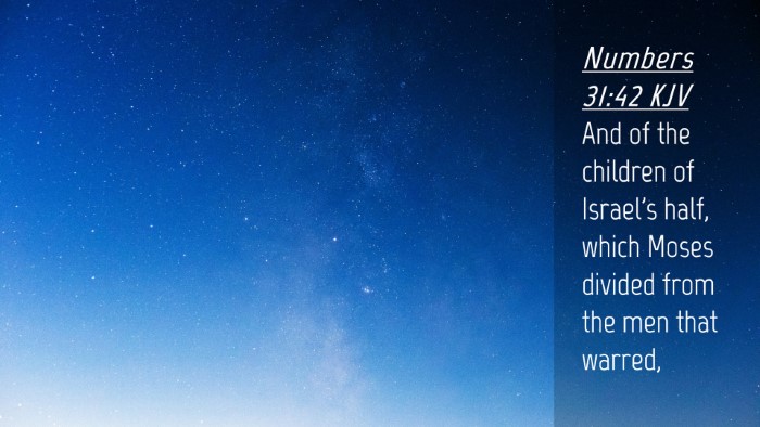 Picture 04 - Numbers 31:42 KJV Desktop Wallpaper - And of the children of Israel's half, which Moses - Desktop Bible Verse Wallpaper