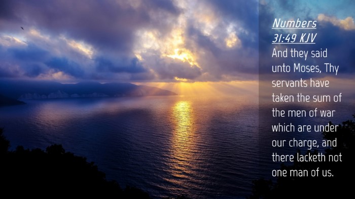 Picture 04 - Numbers 31:49 KJV Desktop Wallpaper - And they said unto Moses, Thy servants have taken - Desktop Bible Verse Wallpaper