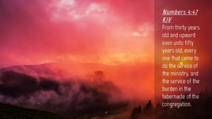 Picture 04 - Numbers 4:47 KJV Desktop Wallpaper - From thirty years old and upward even unto fifty - Desktop Bible Verse Wallpaper
