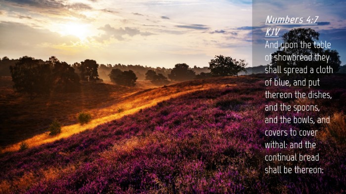 Picture 04 - Numbers 4:7 KJV Desktop Wallpaper - And upon the table of showbread they shall spread - Desktop Bible Verse Wallpaper