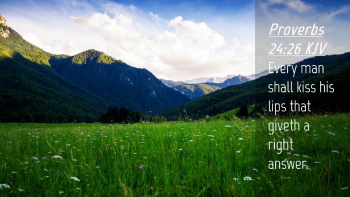 Picture 04 - Proverbs 24:26 KJV Desktop Wallpaper - Every man shall kiss his lips that giveth a right - Desktop Bible Verse Wallpaper