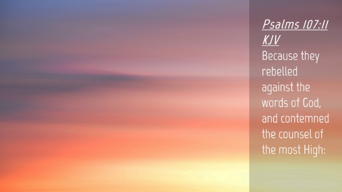 Picture 04 - Psalms 107:11 KJV Desktop Wallpaper - Because they rebelled against the words of God, - Desktop Bible Verse Wallpaper