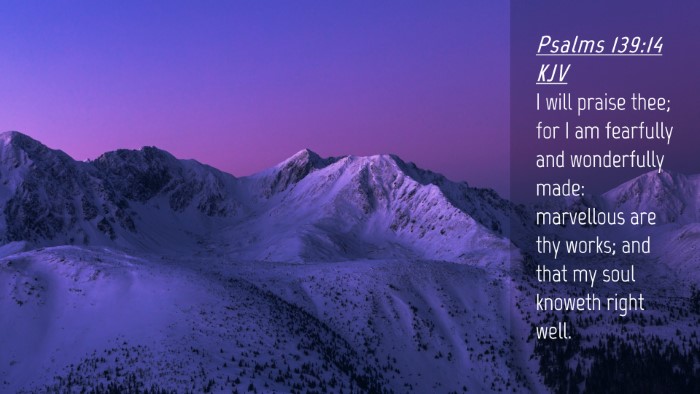 Picture 04 - Psalms 139:14 KJV Desktop Wallpaper - I will praise thee; for I am fearfully and - Desktop Bible Verse Wallpaper