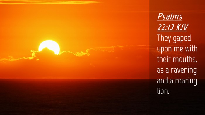 Picture 04 - Psalms 22:13 KJV Desktop Wallpaper - They gaped upon me with their mouths, as a - Desktop Bible Verse Wallpaper