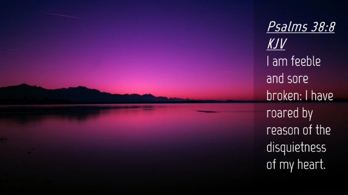 Picture 04 - Psalms 38:8 KJV Desktop Wallpaper - I am feeble and sore broken: I have roared by - Desktop Bible Verse Wallpaper