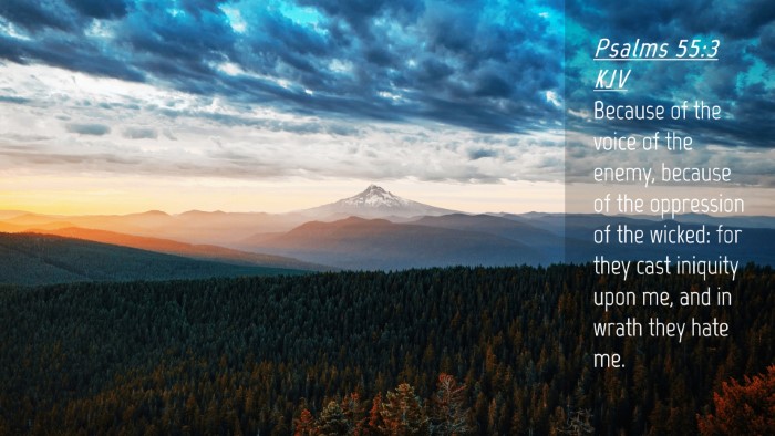 Picture 04 - Psalms 55:3 KJV Desktop Wallpaper - Because of the voice of the enemy, because of the - Desktop Bible Verse Wallpaper