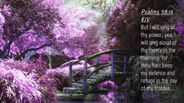Picture 04 - Psalms 59:16 KJV Desktop Wallpaper - But I will sing of thy power; yea, I will sing - Desktop Bible Verse Wallpaper