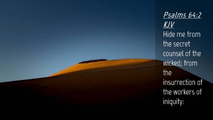 Picture 04 - Psalms 64:2 KJV Desktop Wallpaper - Hide me from the secret counsel of the wicked; - Desktop Bible Verse Wallpaper